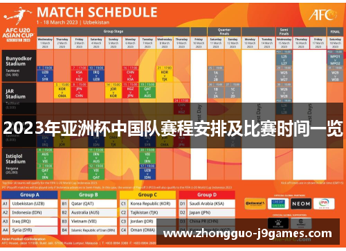 2023年亚洲杯中国队赛程安排及比赛时间一览 2023年亚洲杯中国队赛程安排及比赛时间一览